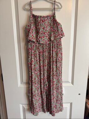 Mini Boden Pink and Green Floral Girls Romper